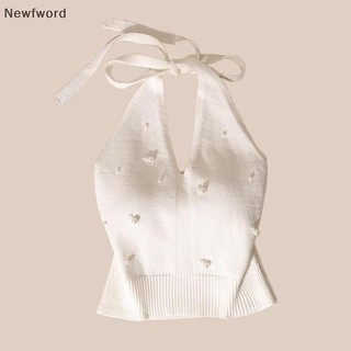 [Newfword] Áo Vest dệt kim cổ đính cườm kiểu Pháp thời trang cho nữ PH