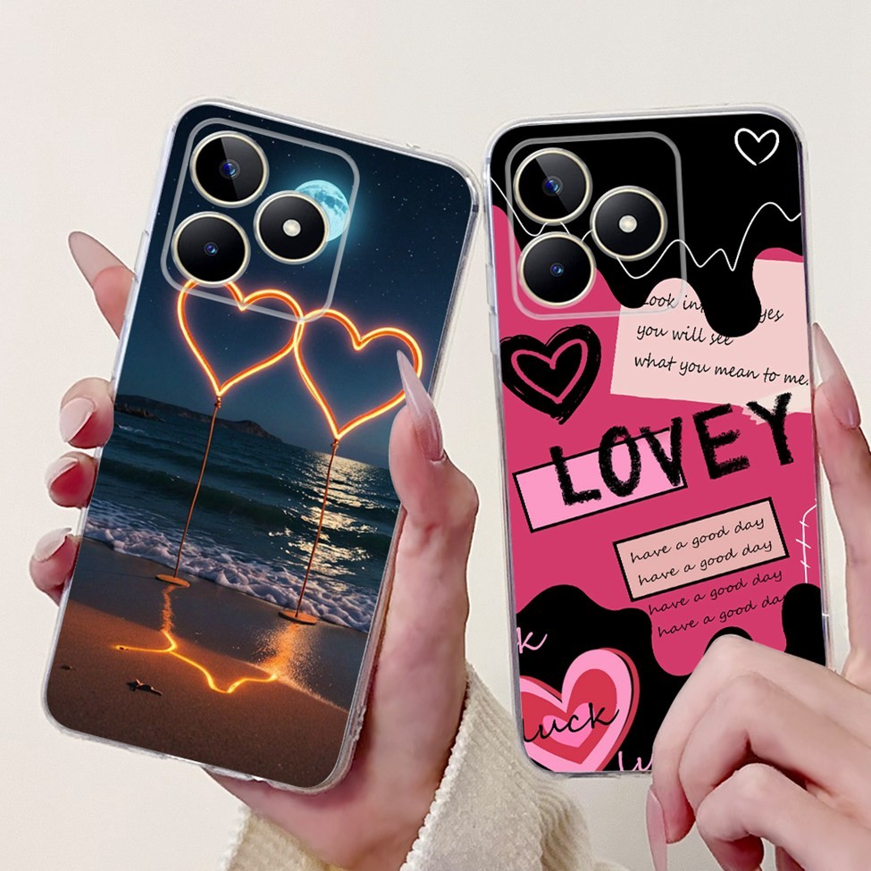 Dành Cho Realme Note 50 RMX3834 Ốp điện thoại Realme Narzo N53 RMX3761 Rõ Ràng Sang Trọng Bướm Tình Yêu Thời Trang Hoa Thoáng Mát Đẹp Trai Sư Tử Sơn