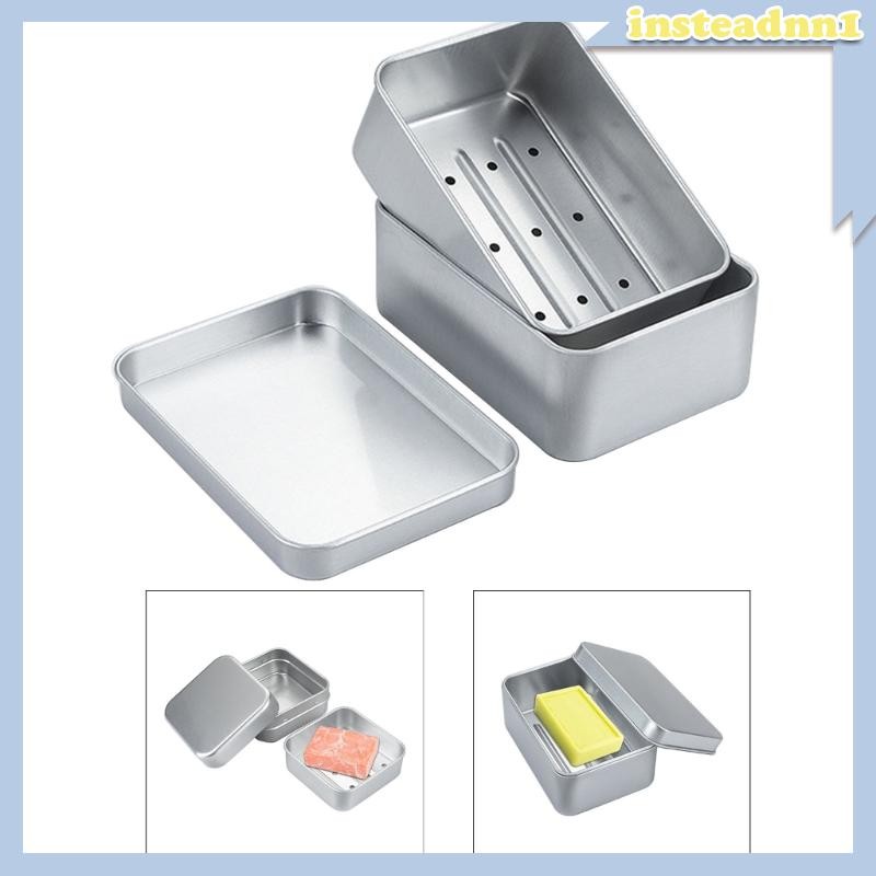 Inste Hộp xà phòng thực tế có nắp Hộp đựng xà phòng du lịch bằng nhôm Ngăn ngừa hòa tan xà phòng Hoàn hảo cho du lịch Sử dụng tại nhà