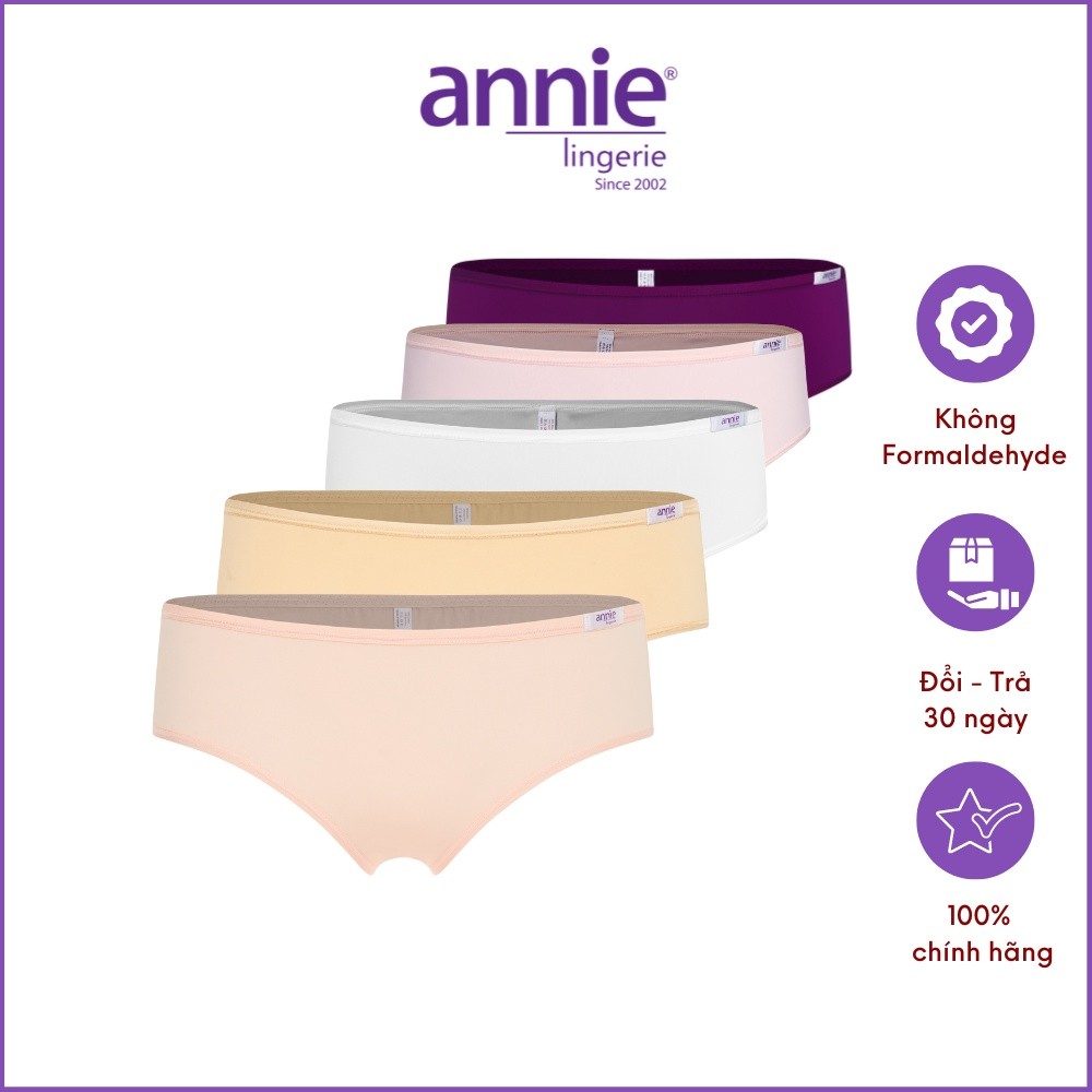 Combo 5 quần lót nữ thun lạnh lưng cao annie QE4535 mềm mại, thoáng mát, vải lót cotton thấm hút