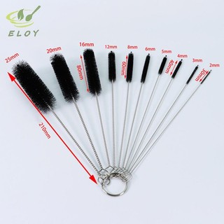 [ELOY] Bộ cọ làm sạch ống hút tóc mềm bằng không gỉ Bộ lông Nylon Ống hút chai VN