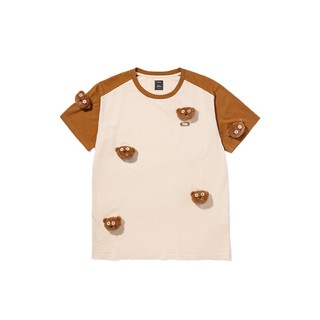 Little Yellow Man Tim Bear Ba Chiều Tay Ngắn Hoạt Hình Hàng Hóa Khóa Màu Raglan Phong Cách Retro