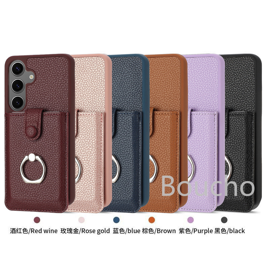 Dành Cho Samsung Galaxy A16 A36 A56 A15 A25 A35 A55 A14 A24 A34 A54 A13 A53 S25 Edge Plus Ultra 4G 5G Ví Da PU Vỏ Điện Thoại Chống Sốc Có Nhẫn Đựng Chân Đế
