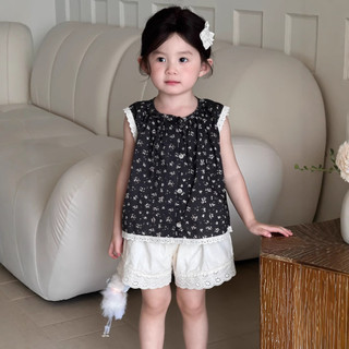 Quần short ren bé gái cotton mùa hè, thun thoải mái, phong cách Hàn Quốc