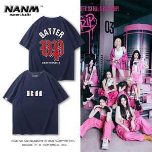 BABYMONSTER Tour HELLO MONSTER Hàng hóa ngắn tay nam nữ Người hâm mộ Áo thun cổ vũ mùa hè