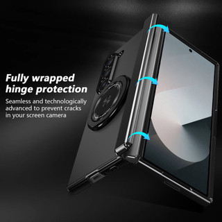 Ốp Lưng PC Mờ Cứng Cho Samsung Galaxy Z Fold 6 5 4 3 5G Flip 6 5 4 3 W25 Fold SE Slim 360 ° Giá đỡ xoay Vỏ bảo vệ bản lề vòng từ tính có kính cường lực
