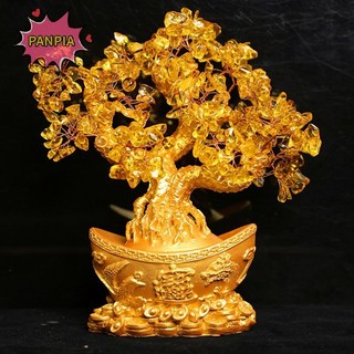 Pnpia Cây Tiền May Mắn Trung Quốc Thỏi Vàng Pha Lê Cây May Mắn Vật Trang Trí Sự Giàu Có Trang Trí Văn Phòng Nhà Trang Trí Bàn Thủ Công Boutique