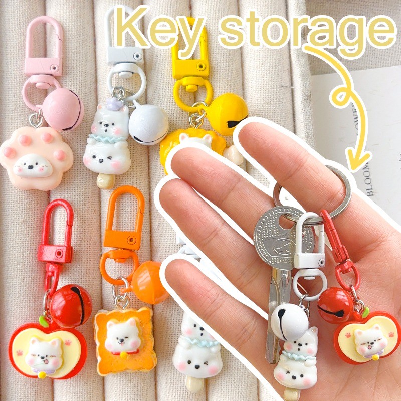 Móc khóa thực phẩm hoạt hình cho chó - Túi xách chó con Tây Nguyên treo bùa - Mặt dây chuyền túi dễ thương ngọt ngào cho bé gái - Bạn bè Cặp đôi Móc chìa khóa Đồ trang trí Quà tặng - Ba lô học sinh Trang trí nhựa