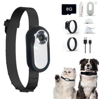 Hilivn) Vòng cổ máy ảnh cho mèo với thẻ nhớ 8GB Cam thể thao nhỏ không dây có ghi Video Camera thân trong suốt cao 1080P cho thú cưng trong nhà / ngoài trời