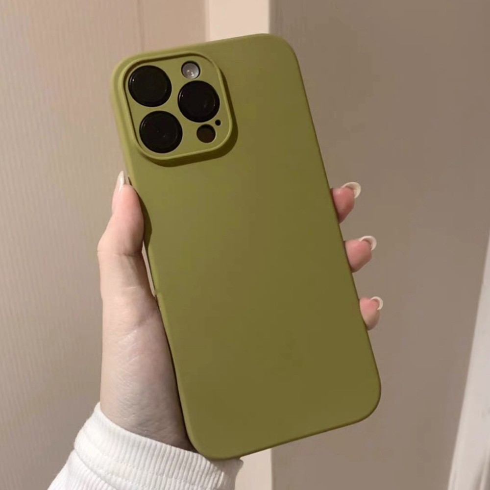 Bean Green Liquid Silicone Chính Xác Bảo Vệ Ống Kính Ốp Điện Thoại Cho iPhone 16 Pro Max 16 Plus 15 Pro Max 14 13 12 11 Pro Max Vỏ Chống Sốc
