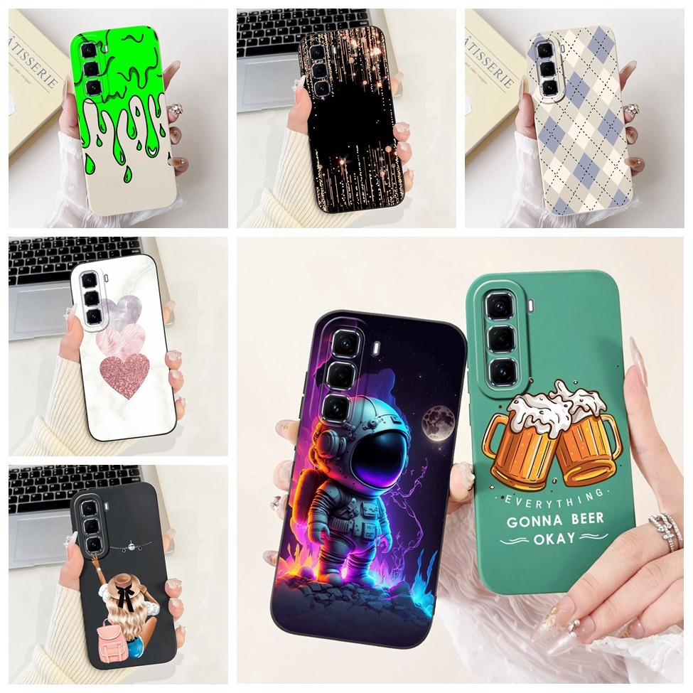 Ốp điện thoại Infinix Hot 50 Pro + 4G X6880 Ốp điện thoại thẩm mỹ Infinix Hot 50 Pro Plus Ốp điện thoại hình mèo dễ thương thời trang Vỏ silicon chống sốc sang trọng