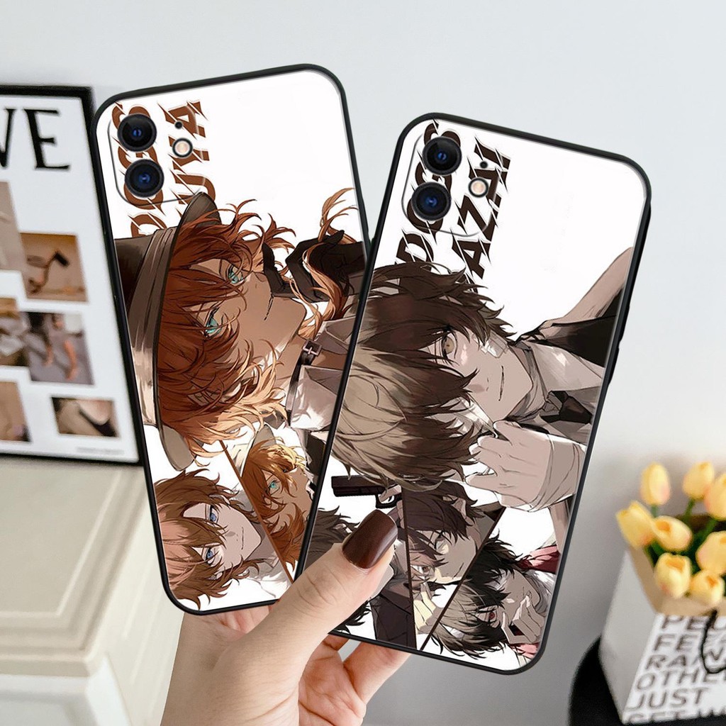 Vỏ Cho Iphone 16 Pro Max 11 12 13 14 15 Pro Max XR X XS 7 8 Plus Ốp Lưng Anime Nhật Bản Bungo Đi Lạc Chó Camera Vuông Bảo Vệ In Mềm Mờ Silicon