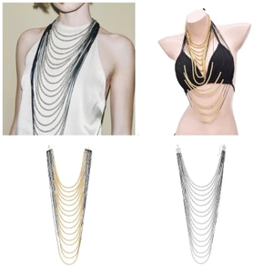 Treeling Vòng Cổ Dài Thác Nước Nhiều Dây Bóng Dây Xích Mặt Dây Chuyền Neckchain Cho Các Bữa Tiệc