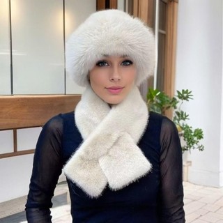 Bộ khăn quàng cổ mùa đông SMILE, ấm áp màu trơn dày ấm áp, lông thú giả bảo vệ tai chống gió cho nữ