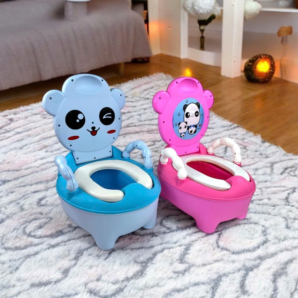 Bô Vệ Sinh Trẻ Em Hình Gấu Panda Vinh Nam Plastic Hàng Cao Cấp, Bô Cho Bé Bằng Nhựa Có Mút Đế Ngồi