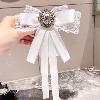 [Bộ sưu tập cà vạt nơ trắng dành cho nữ] Phụ kiện váy sơ mi pha lê cổ điển JK Lolita