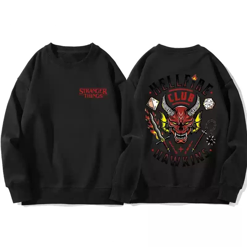 Áo Unisex Dài Tay Stranger Things Season 5 - Nhân Vật Demogorgon và Câu Lạc Bộ Hellfire