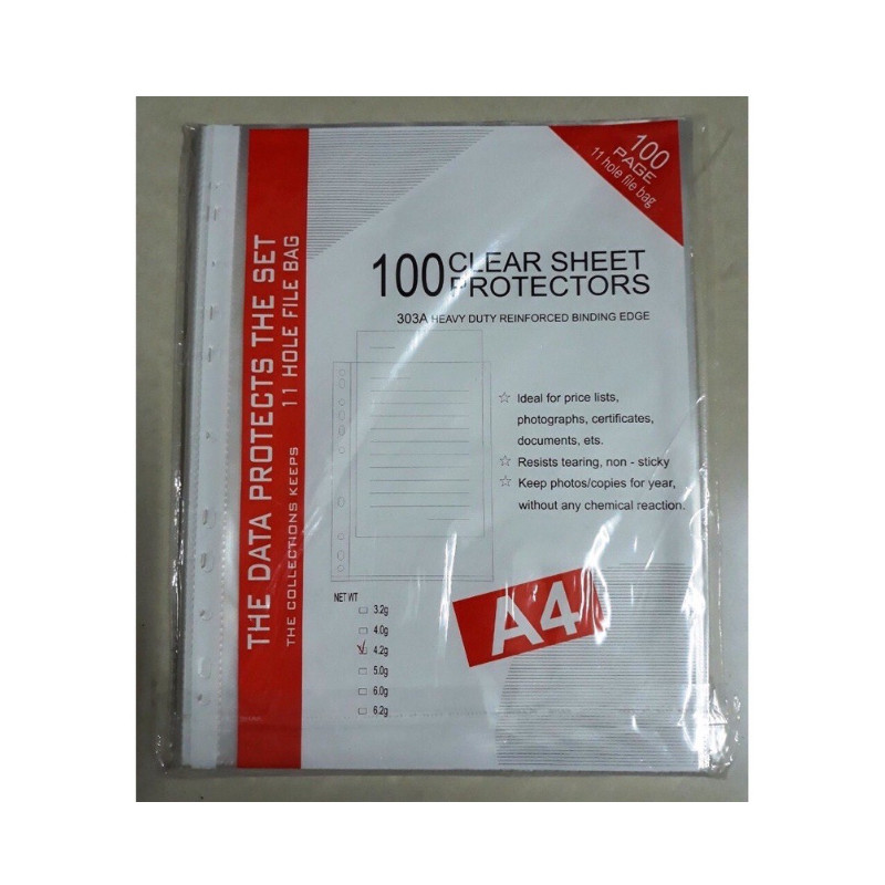 Bìa lá lổ A4, bìa có lổ gắn vào bìa còng, bìa nhẫn cỡ A4 ( 1 xấp 100 cái).