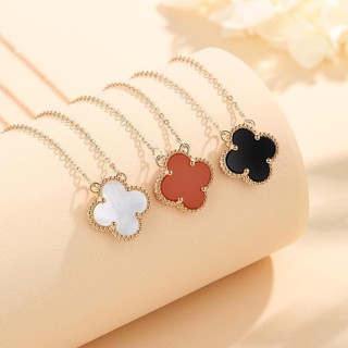 S925 Bạc May Mắn Cỏ Bốn Lá Cổ Điển Tất Cả Các Kết Hợp Vòng Cổ Mã Não Nữ Chuỗi Xương Đòn Mặt Dây Chuyền Quà Sinh Nhật S85