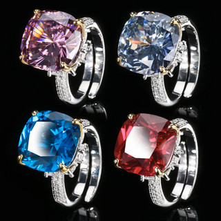 Châu Âu Mỹ ins Phong Cách Mới Đáy Đồng Mạ Vàng Mô Phỏng Nhẫn Corundum Đỏ Nữ 14 * 14