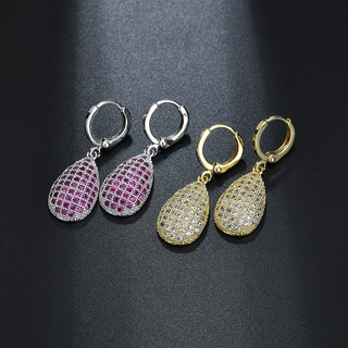 Châu Âu Mỹ ins Phong Cách Mới Kim Cương Ruby Bông Tai Nữ