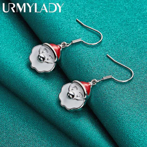 URMYLADY Bạc 925 Cha Giáng Sinh Bông Tai Nữ Tiệc Cưới Thời Trang Quyến Rũ Trang Sức