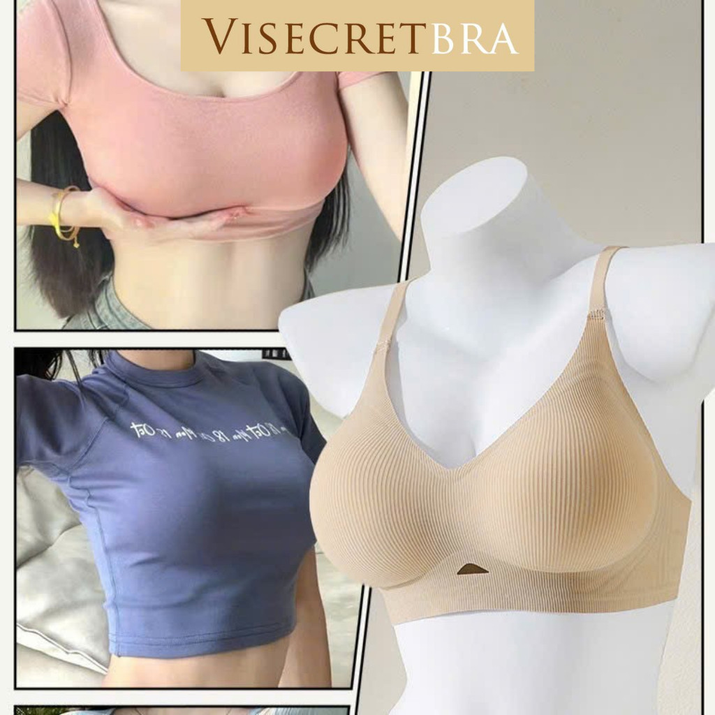 KOL -241050 -- VISECRETBRA Áo Ngực Áo Lót Áo Bra Nữ Chất Su Mỏng Không Gọng Gom Quả Chống Xệ Hạn Chế Ngấn Mỡ Lưng