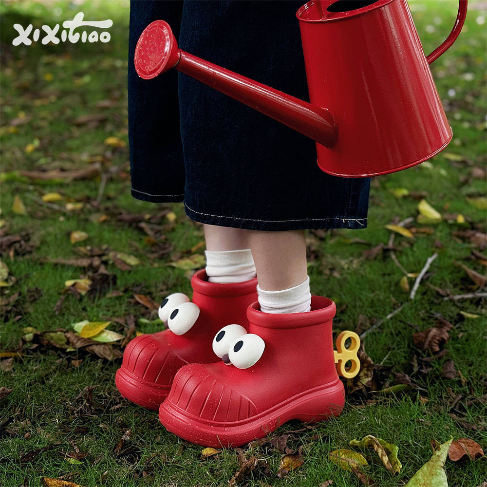 XIXITIAO Giày Bốt Bốn Mùa Đa Năng Nữ Ngoài Trời Chống Thấm Nước Vui Vẻ Mũi Tròn Thời Trang Mưa