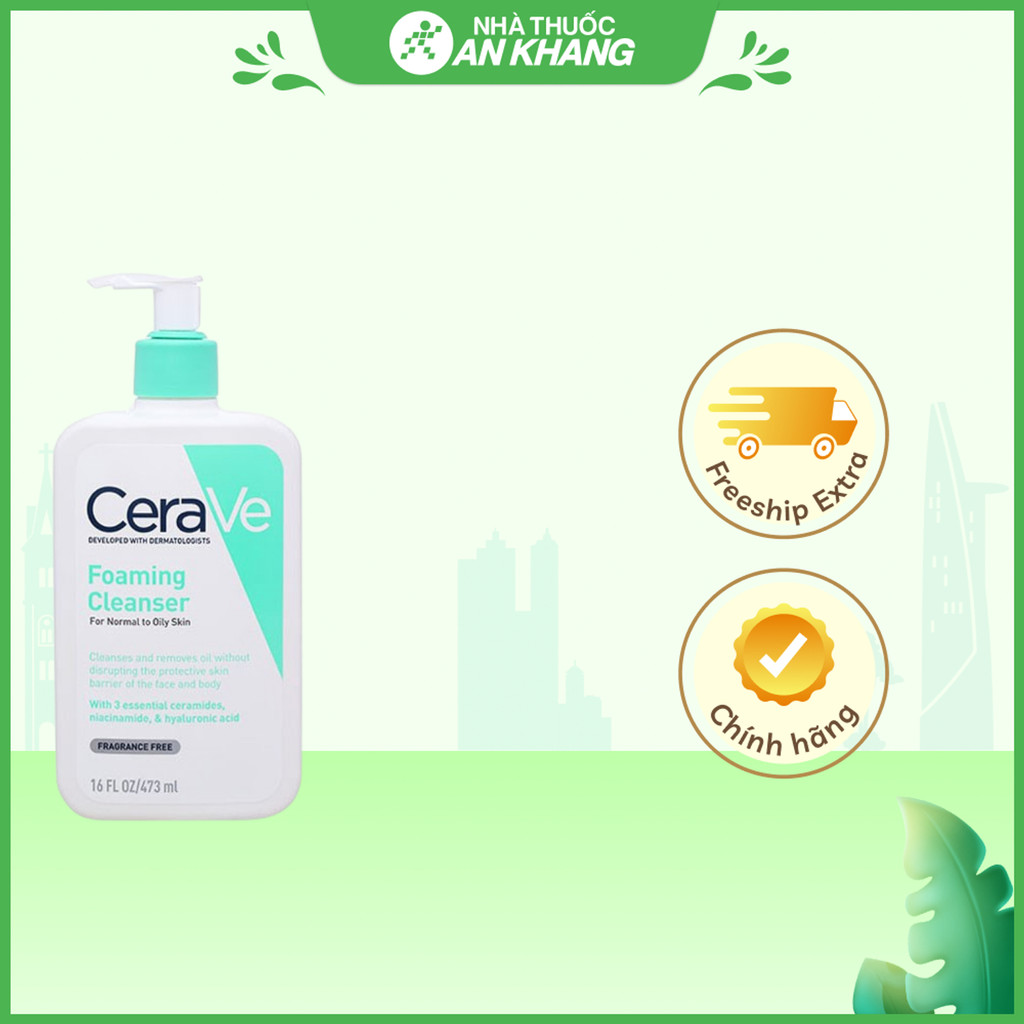 Sữa rửa mặt CeraVe Foaming Cleanser làm sạch sâu dành cho da dầu (473ml)