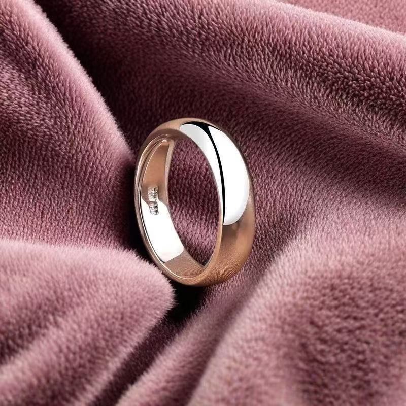 Tối giản S925 Bạc Trơn Nhẫn Tất Cả Trận Đấu Mở Đầu Có Thể Điều Chỉnh Nam Nữ Nhẫn