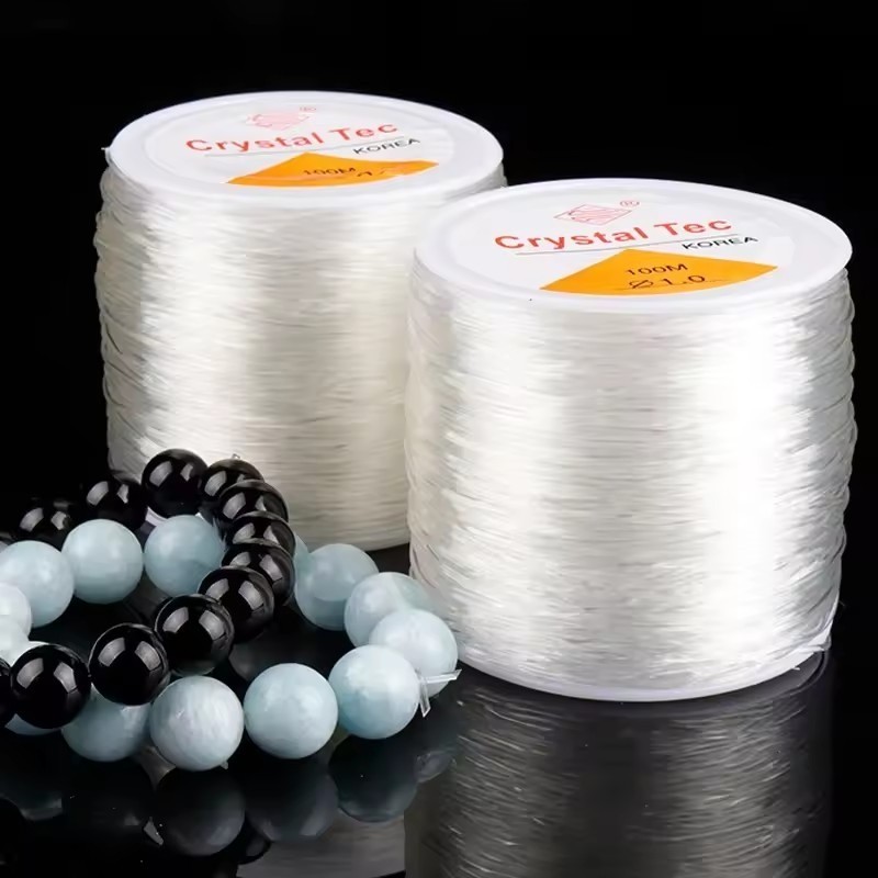 100M / Cuộn Pha Lê Đàn Hồi Mạnh Mẽ Cá Lụa Đính Hạt Dây - Dây Thủ Công Để Làm Đồ Trang Sức DIY Hạt Hạt Hạt Vòng Tay