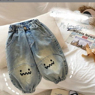 Quần jeans trẻ em mới mùa xuân và mùa thu, quần thêu hoạt hình cho bé trai và bé gái, quần mùa xuân cho bé