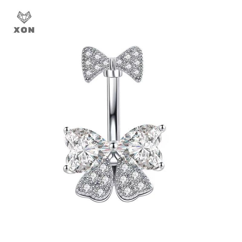 XON Khuyên Rốn Hình Nơ Đính Đá Zircon Thời Trang Cho Nữ