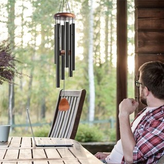 THEHOMECO Nhôm Chuông Gió, 6 Thanh Nhôm Kim Loại Ống Windchime, Mặt Dây Chuyền Zen Khí Quyển Chuông Gió Lớn Vườn