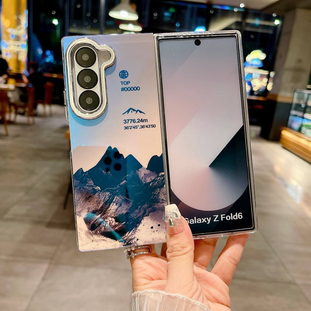 Dành Cho Samsung Galaxy Z Fold6 Sang Trọng IMD Thiết Kế Độc Đáo Gấp Vỏ Bảo Vệ Cho Galaxy Z Fold 3 4 5 6 5G Họa Tiết Thời Trang Ốp Điện Thoại Chống Sốc Trong Suốt