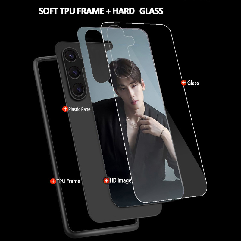 Ốp Điện Thoại Kính Cường Lực Cha Eun Woo Cho Samsung Galaxy A11 A14 A20 A30 A22 A32 A33 A34 A40 A42 A51 4G A52 A53 A54 A70 A71 A72 A73 5G