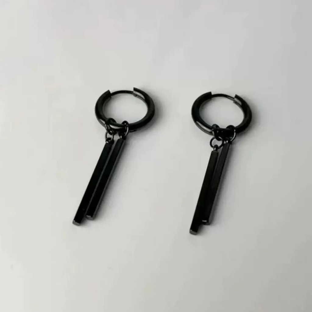 ✨Vuông Dính Nunchaku Bông Tai Bông Tai Thép Titan Thanh Dính Tai Kẹp Niche Đơn Giản Cấp Phụ Kiện Trang Sức 25.5.8