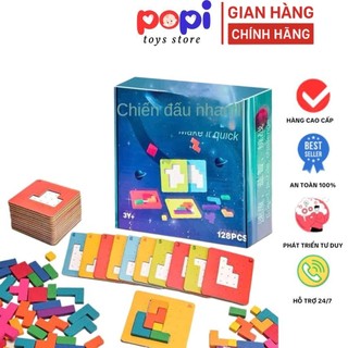 Đồ Chơi Xếp Hình Trí Tuệ Khối 3D Tetris Montessori Đối Kháng, Phát Triển Tư Duy Cho Bé, Xếp Hình 2 Người Chơi
