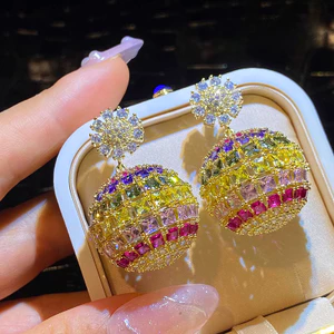 Bông tai Zircon đầy màu sắc tinh tế sang trọng thời trang đẹp mắt