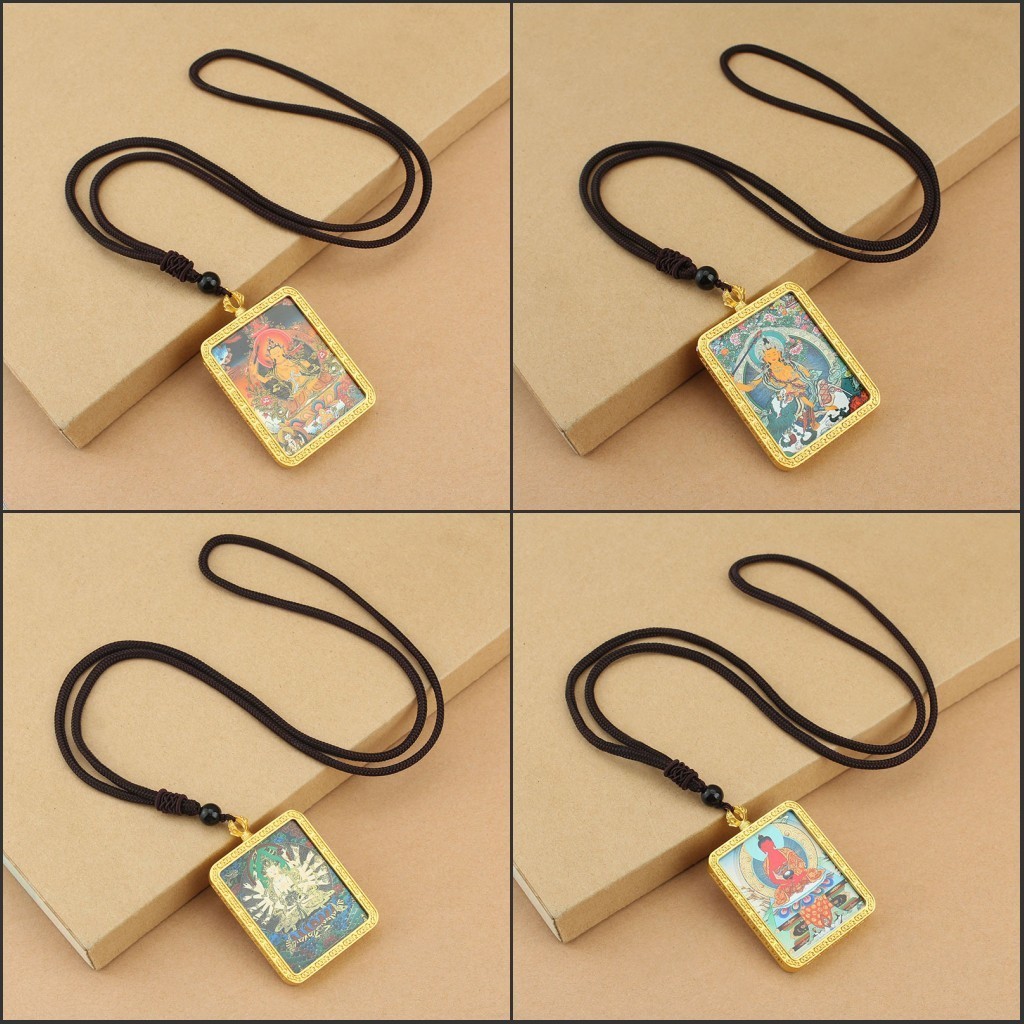 ✨Phong Cách Tây Tạng Vòng Cổ Thangka Tám Thần Hộ Mệnh Mặt Dây Cung Hoàng Đạo Zakiram Huang Thần Tài Xem Trang Sức Cổ Điển 25.5.20