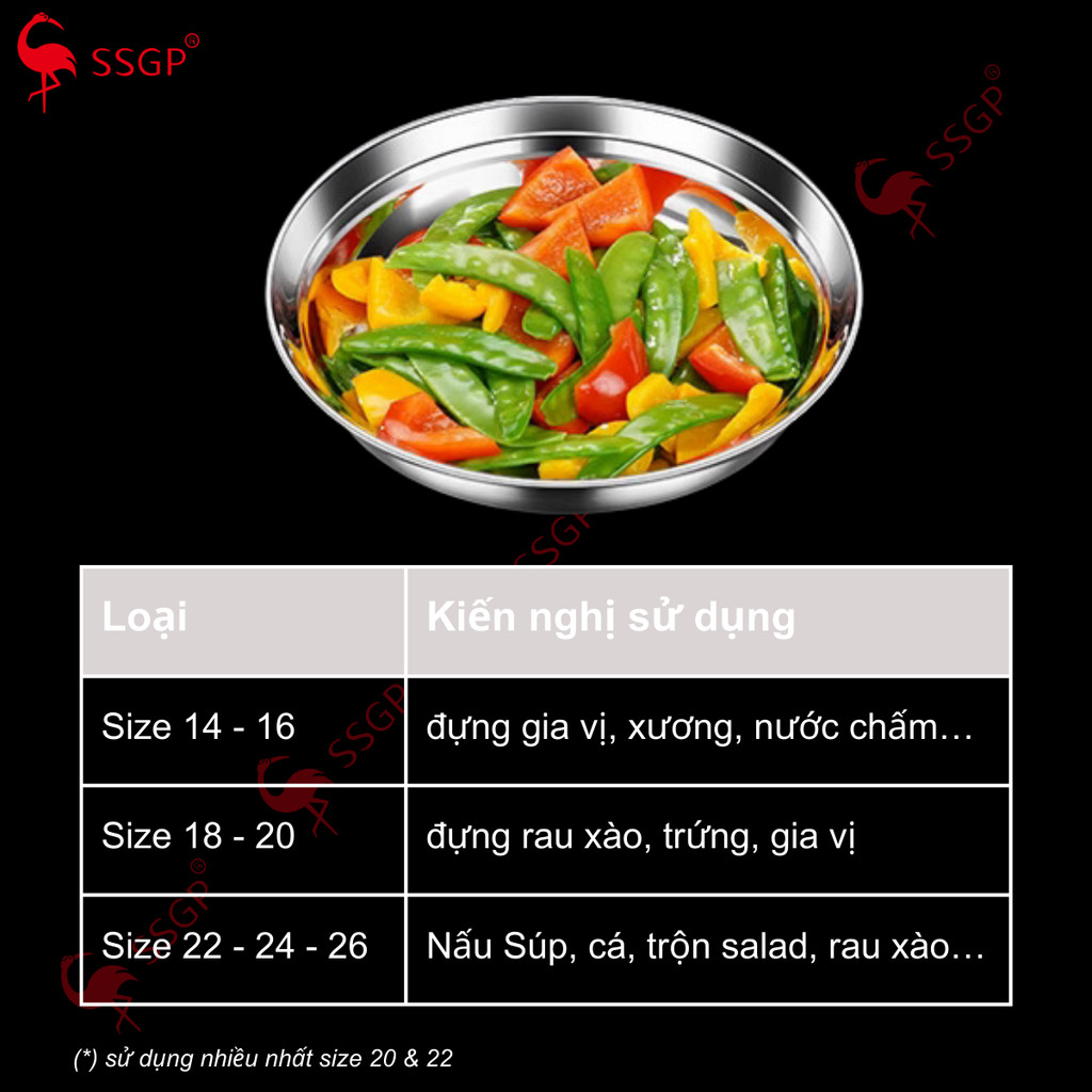 Dĩa inox 316 Frankfurt đa năng chống tràn SSGP đĩa inox, dĩa inox 304 cao cấp, đĩa inox cao cấp