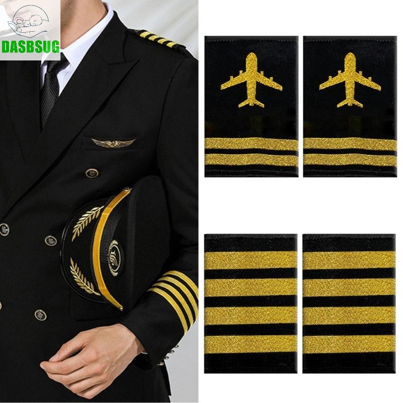 Dasbsug Phi công Epaulets Phi công chuyên nghiệp Phi công Epaulet Biểu diễn sân khấu Đạo cụ Epaulet Đồng phục Phụ kiện 2 chiếc