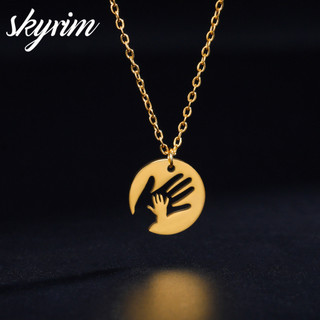 Skyrim Thép không gỉ Cha Mẹ-Con Vòng Cổ Tay Lớn Cầm Tay Nhỏ Mặt Dây Chuyền Trang Sức