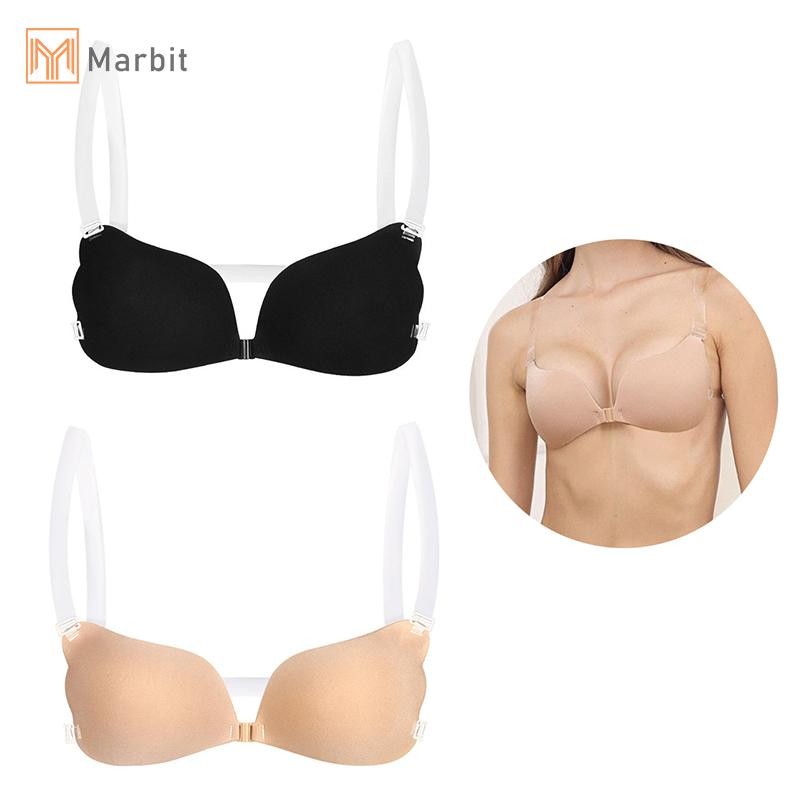 Marbit 1 Nữ Áo Ngực Vô Hình Đẩy Lên Áo Ngực Silicon Cho Áo Ngực Cưới Có Thể Tái Sử Dụng Với Dây Đeo Trong Suốt Backless Bralette Đồ Lót Hàng Đầu Mới