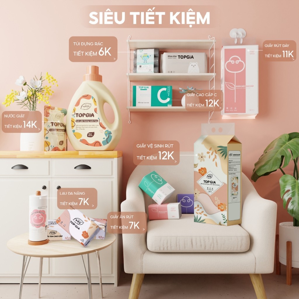 (THÙNG 10 BỊCH) Khăn giấy gấu trúc Top Gia Sắc Hạ, giấy vệ sinh treo tường 1000 tờ 4 lớp dày dặn, mềm mịn