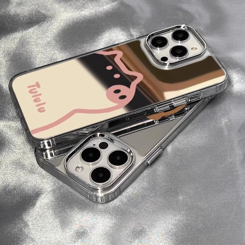 Ốp Gương Điện Thoại Tululu Pig Dễ Thương Cho Google Pixel 10 9 Pro XL 8 Pro 8A 7 Pro 7A 6A 5 XL 4 4A 5A 3A Vỏ Mềm Chống Sốc Vỏ Khung Mạ Sang Trọng