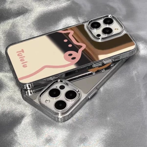 Ốp Gương Điện Thoại Tululu Pig Dễ Thương Cho Xiaomi 14T 14 Pro Cho Redmi 14C 14R Note 14 13 Pro Plus Poco C50 C55 4G Vỏ Mềm Chống Sốc Vỏ Khung Mạ Sang Trọng