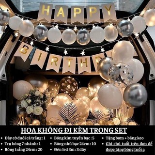 Set trang trí sinh nhật cho bé trai bé gái người lớn SNOT -BẠC 01, Trang trí sinh nhật bằng bóng bay trong oto