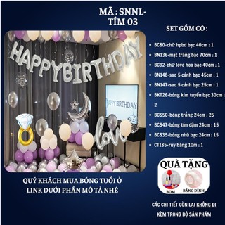 Set Trang Trí Sinh Nhật Màu Tím bằng bóng bay SNNL-Tím 03 Tranh