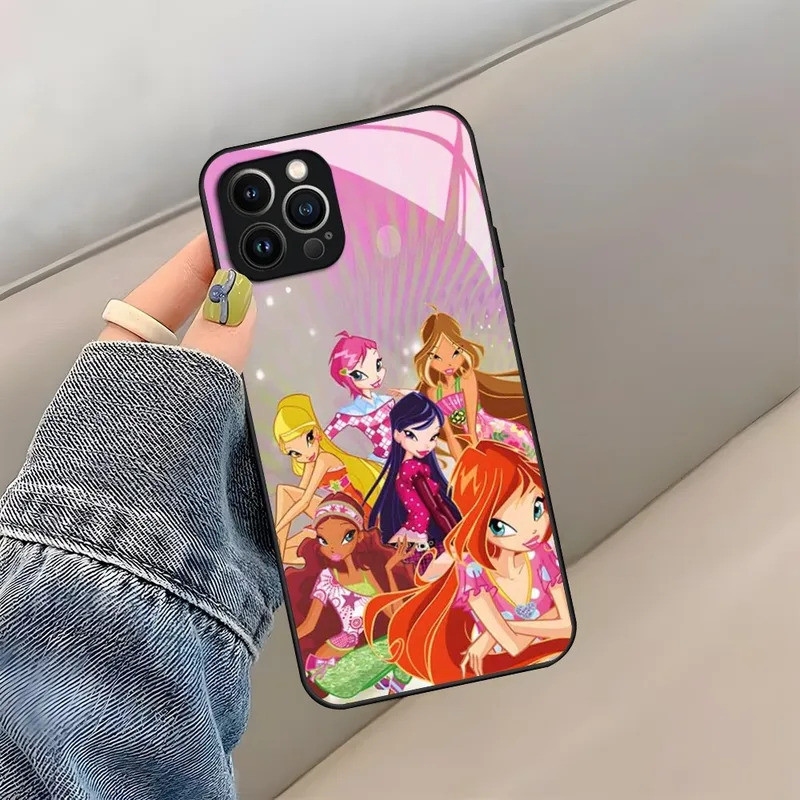 BK-1 Nữ Cô Gái Winx Catoon Câu Lạc Bộ Ốp Lưng Điện Thoại iPhone 14 Pro Max 17.35 Pro 12 11 13 Mini X XR XS 8 7 6 Plus SE Kính Cường Lực Mặt Sau Cov